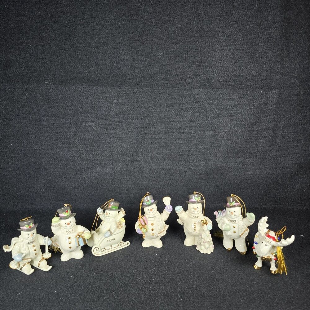 VTG 7x Lenox Annual Snowman Ornaments 1998 1999 2000 2002 2003 Holiday Christmas